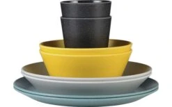 Mepal Bloom Melamin Geschirr-Set 8-teilig Pebble Black -Campingausrüstung 510842 3435920