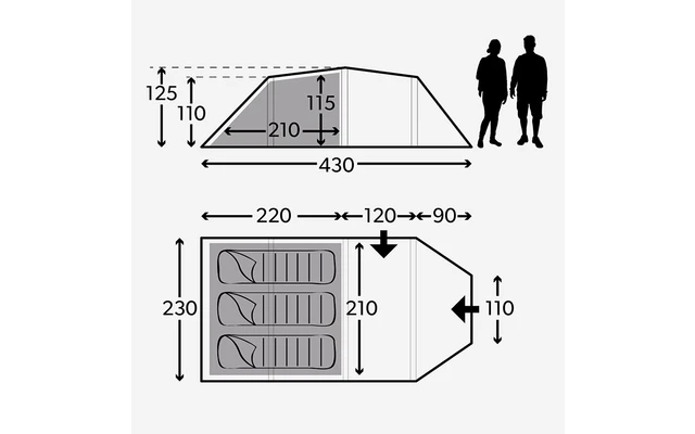 Kampa Mersea 3 Campingzelt Mit Stangen Für 3 Personen 430 X 230 X 125 Cm 4 Kampa Mersea 3 Campingzelt Mit Stangen Für 3 Personen 430 X 230 X 125 Cm – Bild 2